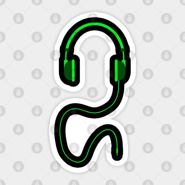 Minimalistic Green Headphones Sticker by felixbunny